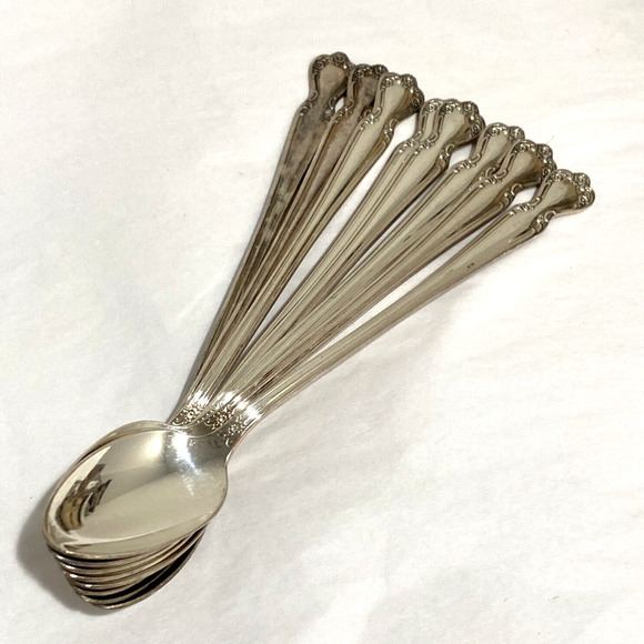 Silver iced tea spoons (8) Rogers Daybreak pattern vintage 1952 classic flatware - Picture 1 of 10